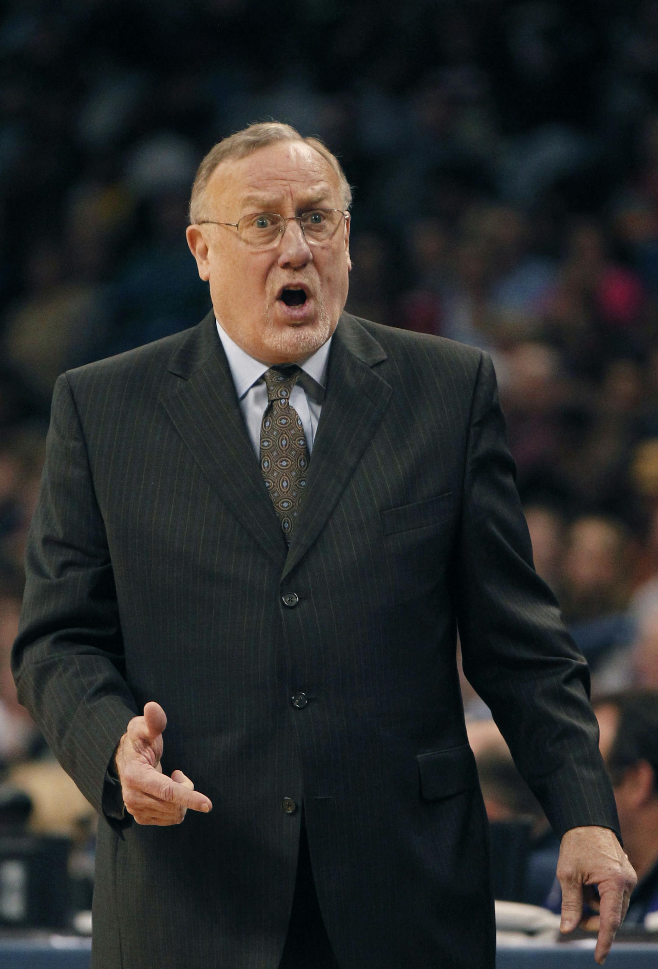 Minnesota Timberwolves head coach Rick Adelman calls from the bench in the first half of an NBA basketball game against the New Orleans Pelicans in New Orleans, Friday, Feb. 7, 2014. (AP Photo/Gerald Herbert)