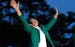 Adam Scott celebrates winning The Masters at Augusta National Golf Club
