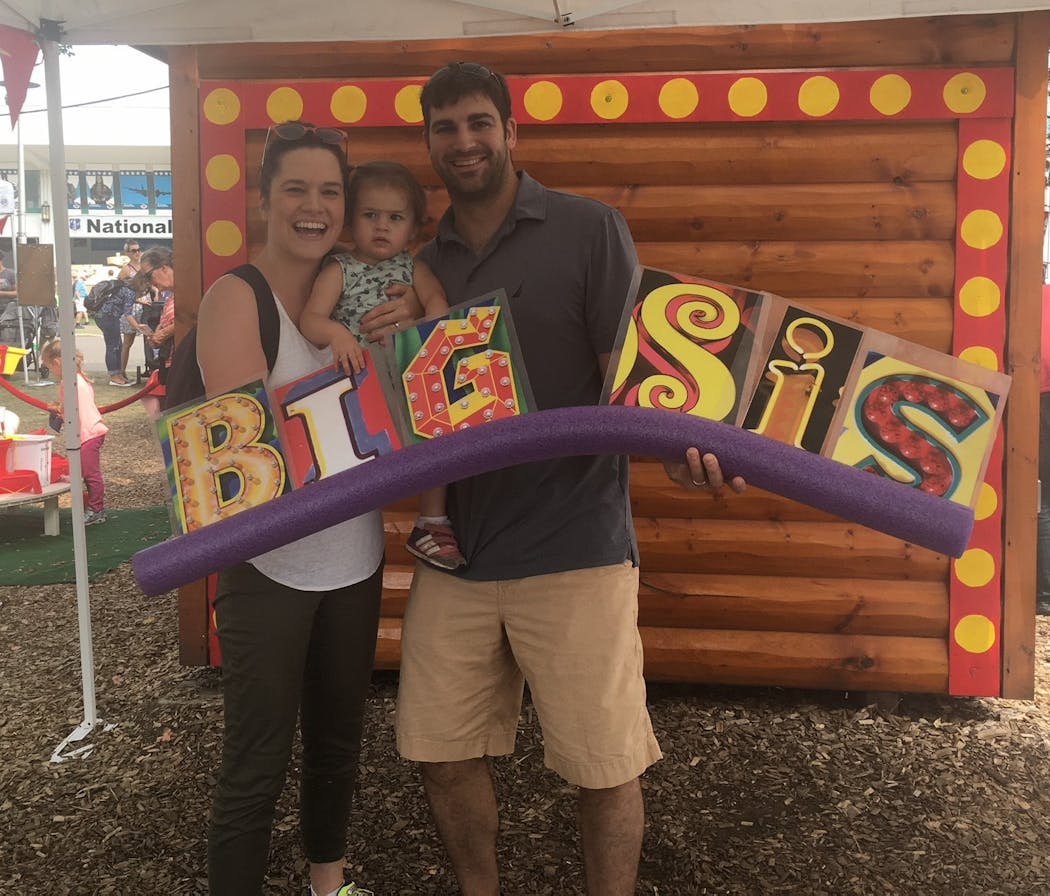 Hannah Edwards surprised her husband and daughter at last year's fair with news the family was about to get bigger.