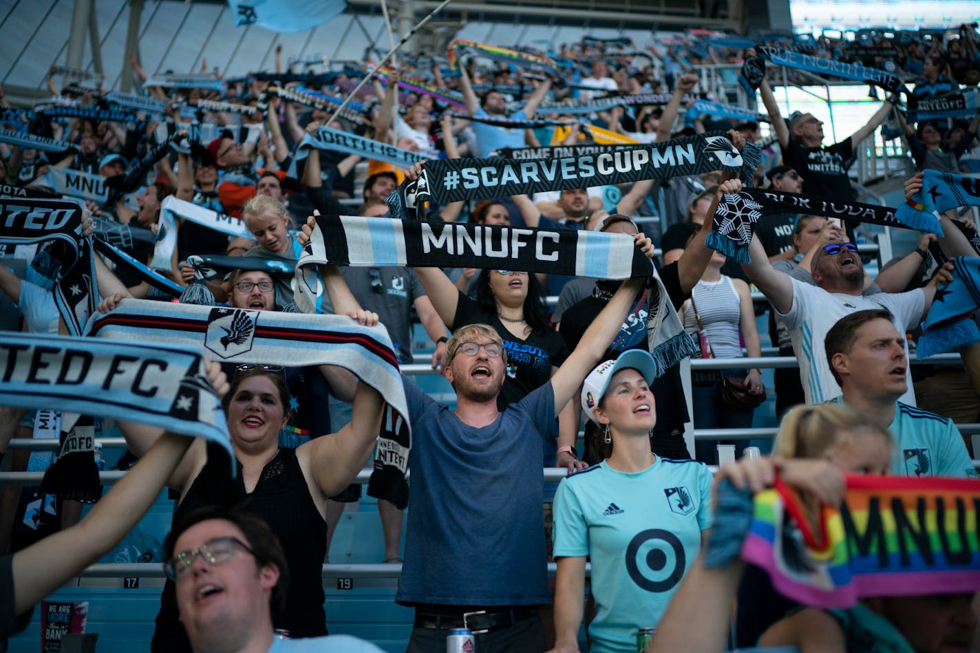 Loons fans sang "Wonderwall" after their team's win Sunday afternoon. ] JEFF WHEELER • jeff.wheeler@startribune.com