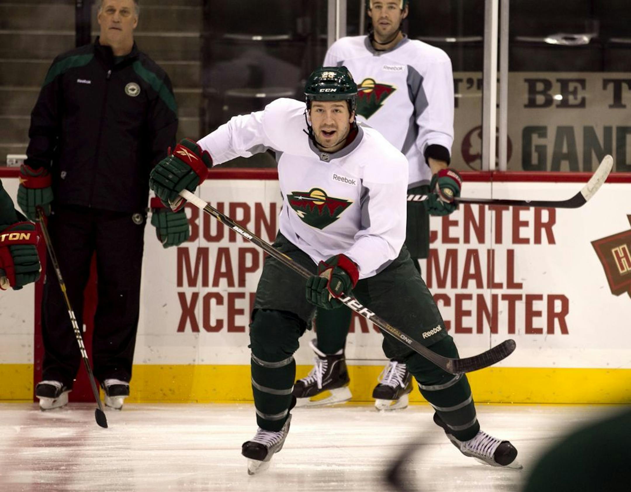 Minnesota Wild Matt Kassian practiced with teammates Monday at Xcel Energy Center .