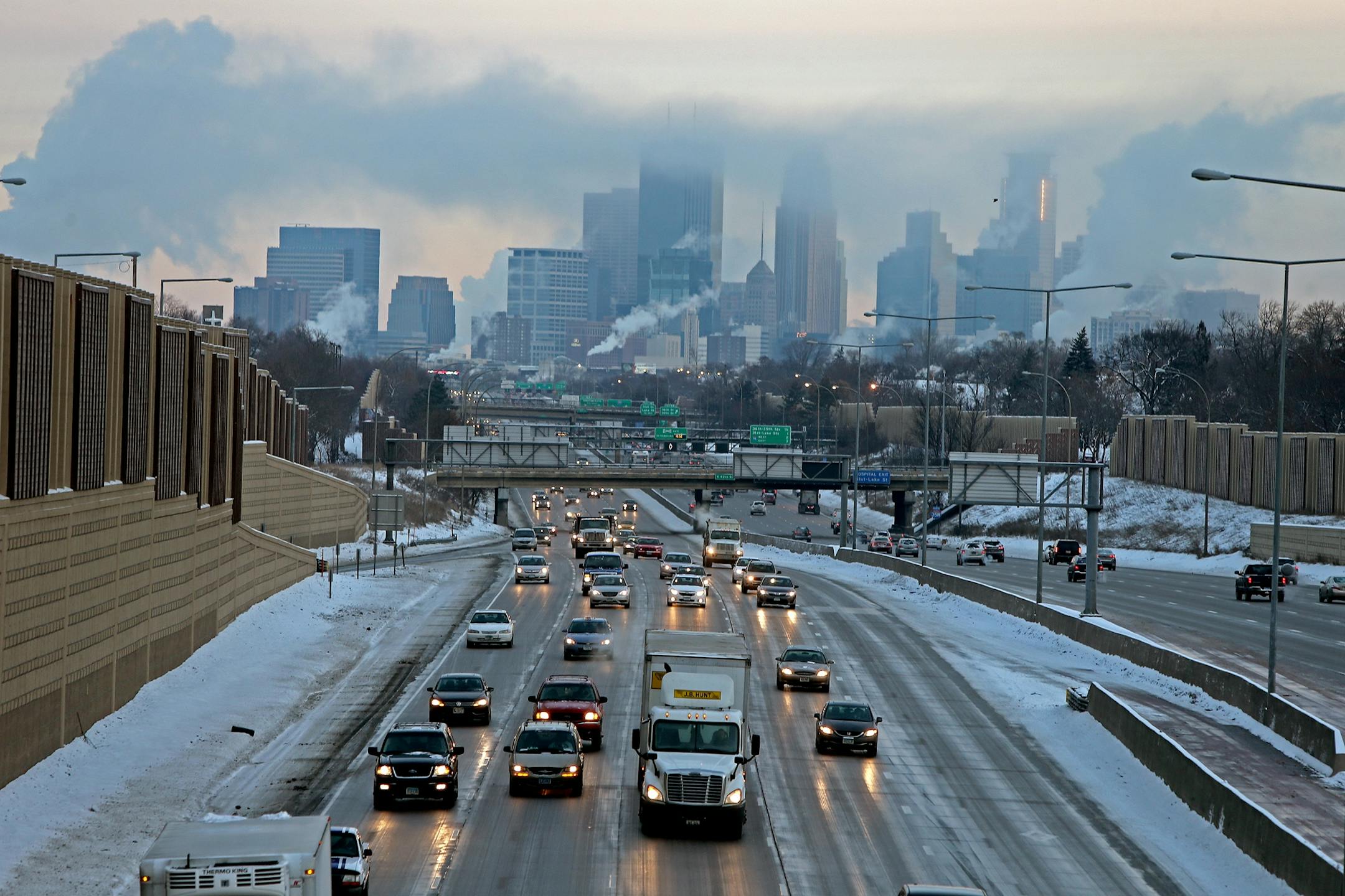 Traffic made its way southbound on 35W, Tuesday, December 31, 2013 in Minneapolis.