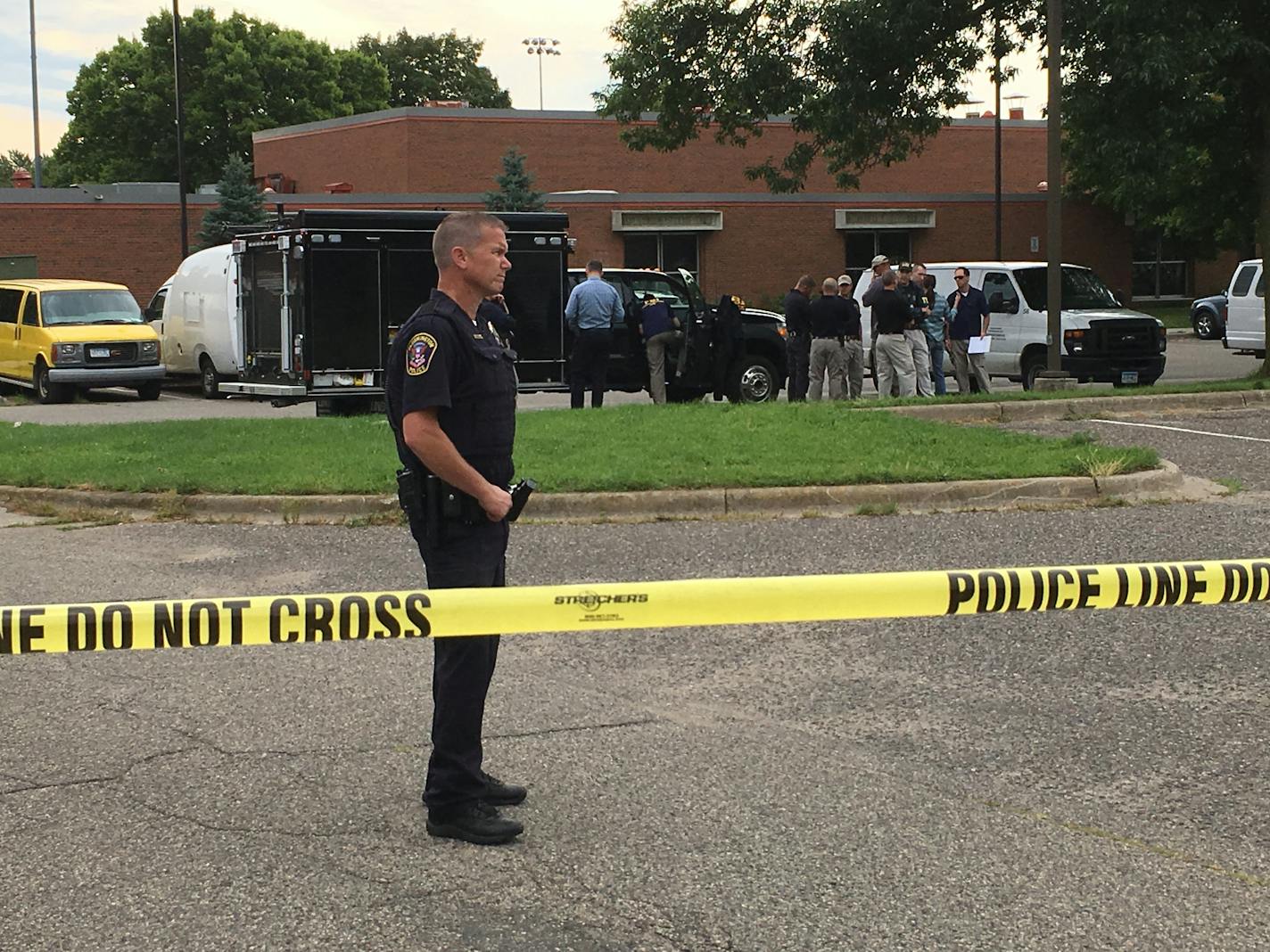 Police investigate a blast Saturday at the Dar Al Farooq Islamic Center in Bloomington.