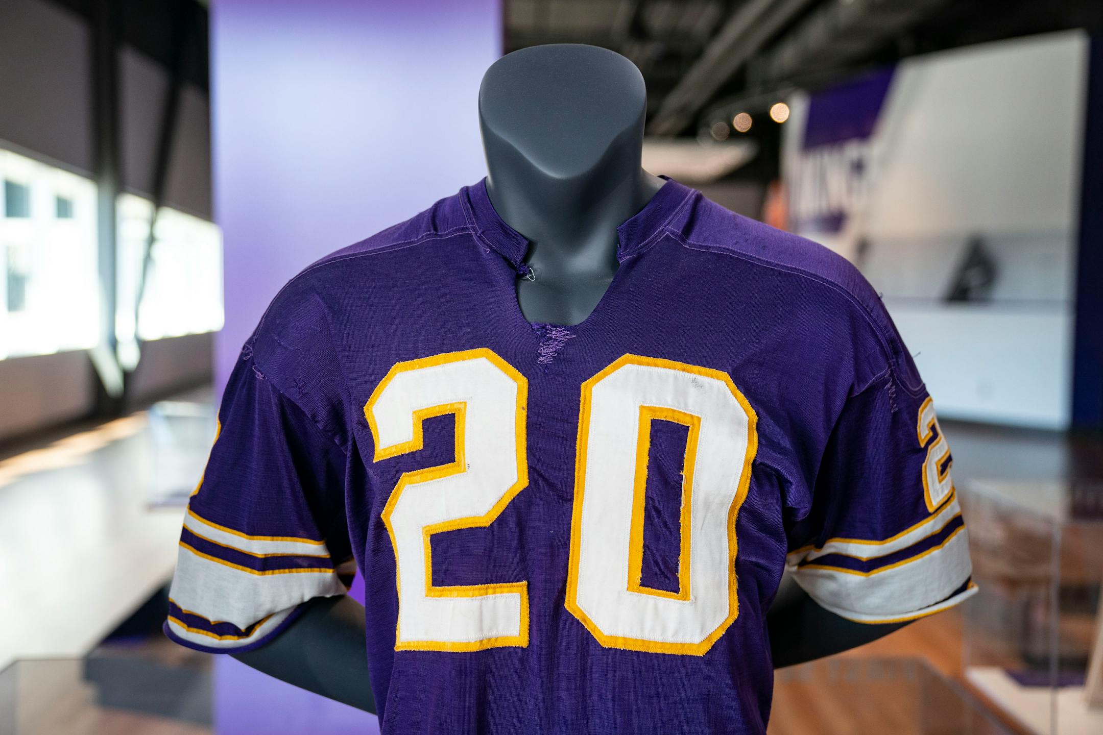A 1961 game-worn jersey of half back Tommy Mason, the first player the Vikings ever selected in the draft was on display the Vikings Museum in Eagan.