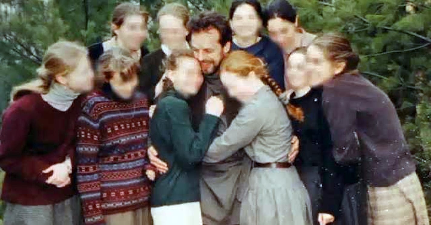 PINE CITY, Minn. Prosecutors in Pine County, Minnesota have charged an alleged cult leader, Victor Barnard, (in photo) with 59 counts of sexual misconduct involving two of his underage followers. It is unknown if any of the young people in this photo are either of the two. Photo courtesy of FOX 9. The Star Tribune intentionally blurred the face of the young people to protect their identity. ORG XMIT: MIN1404151740051327 ORG XMIT: MIN1404251429250799