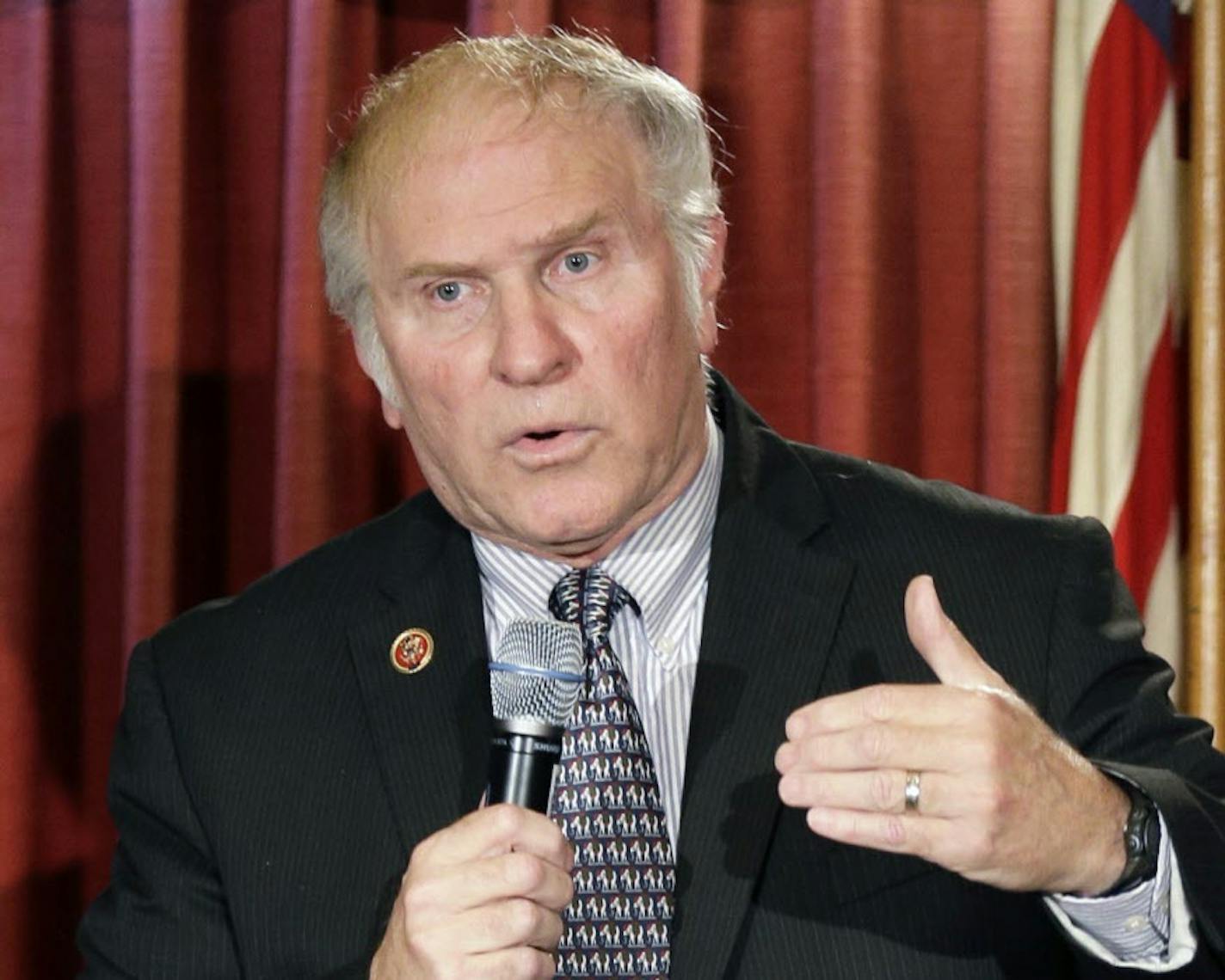 FILE - In this May 29, 2013 file photo, U.S. Rep Steve Chabot, R-Ohio, speaks at a gathering of tea party activists in Cincinnati. Chabot, who became chairman of the House Small Business Committee when Congress took office last week, plans to continue the committee&#xed;s focus on how the government burdens small companies. (AP Photo/Al Behrman, File) ORG XMIT: NYBZ124