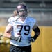Minnesota Gophers offensive lineman Jonah Pirsig took to the field for the second day of practice, Saturday, August 6, 2016 at Bierman Field in Minnea