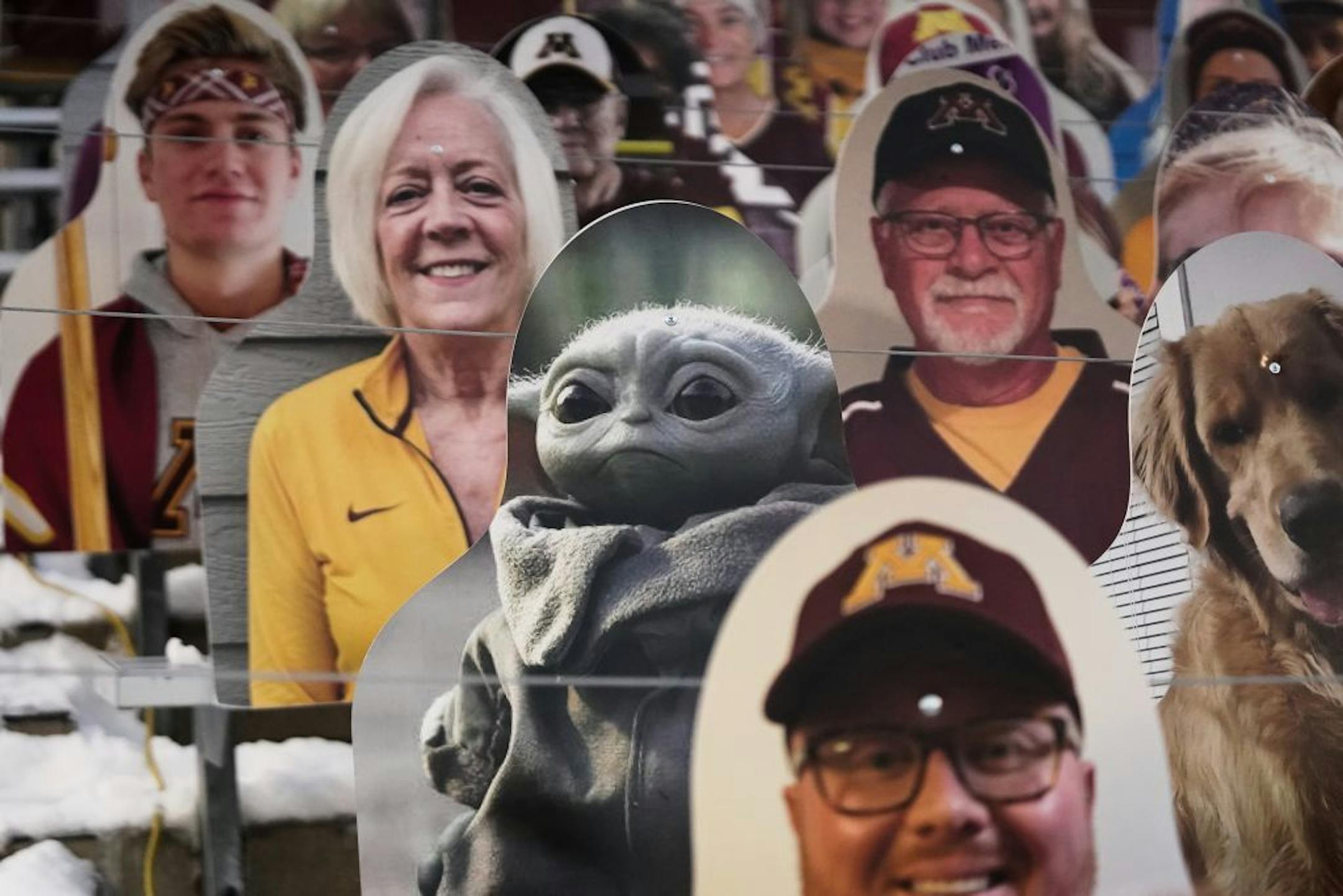 Baby Yoda made an appearance amongst the cutouts replacing fans in the west end zone.