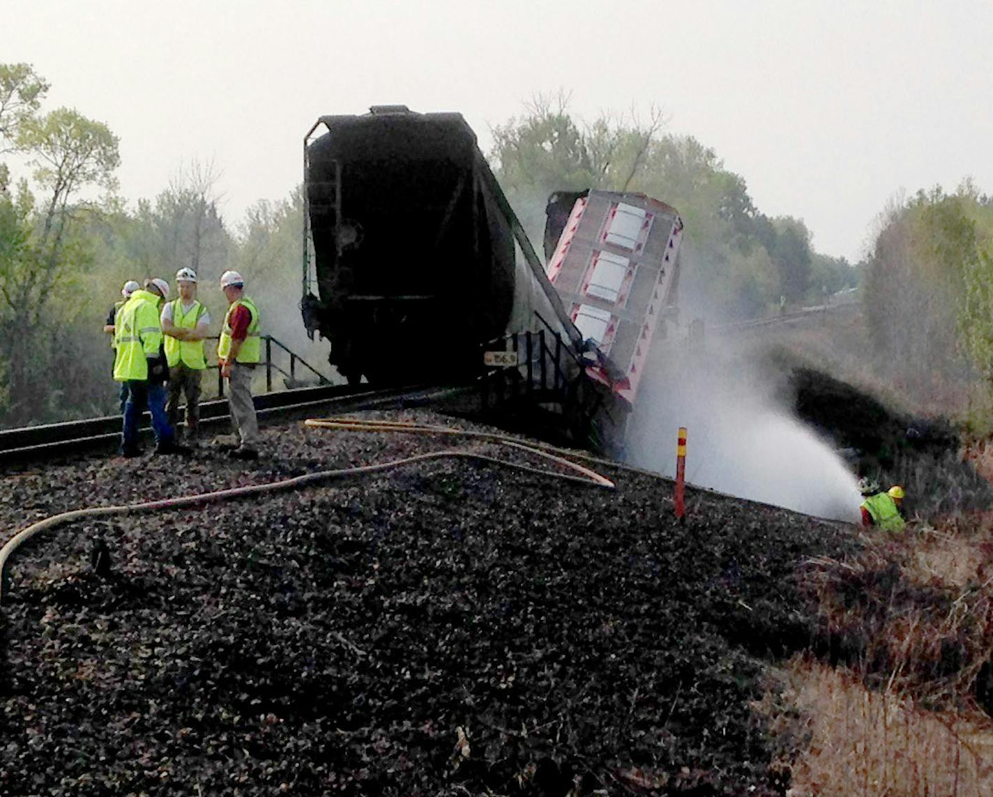 Caption: A timber rail bridge at Ericsburg, just south of the Canadian border, collapsed early Wednesday morning. Credit: Courtesy Koochiching County