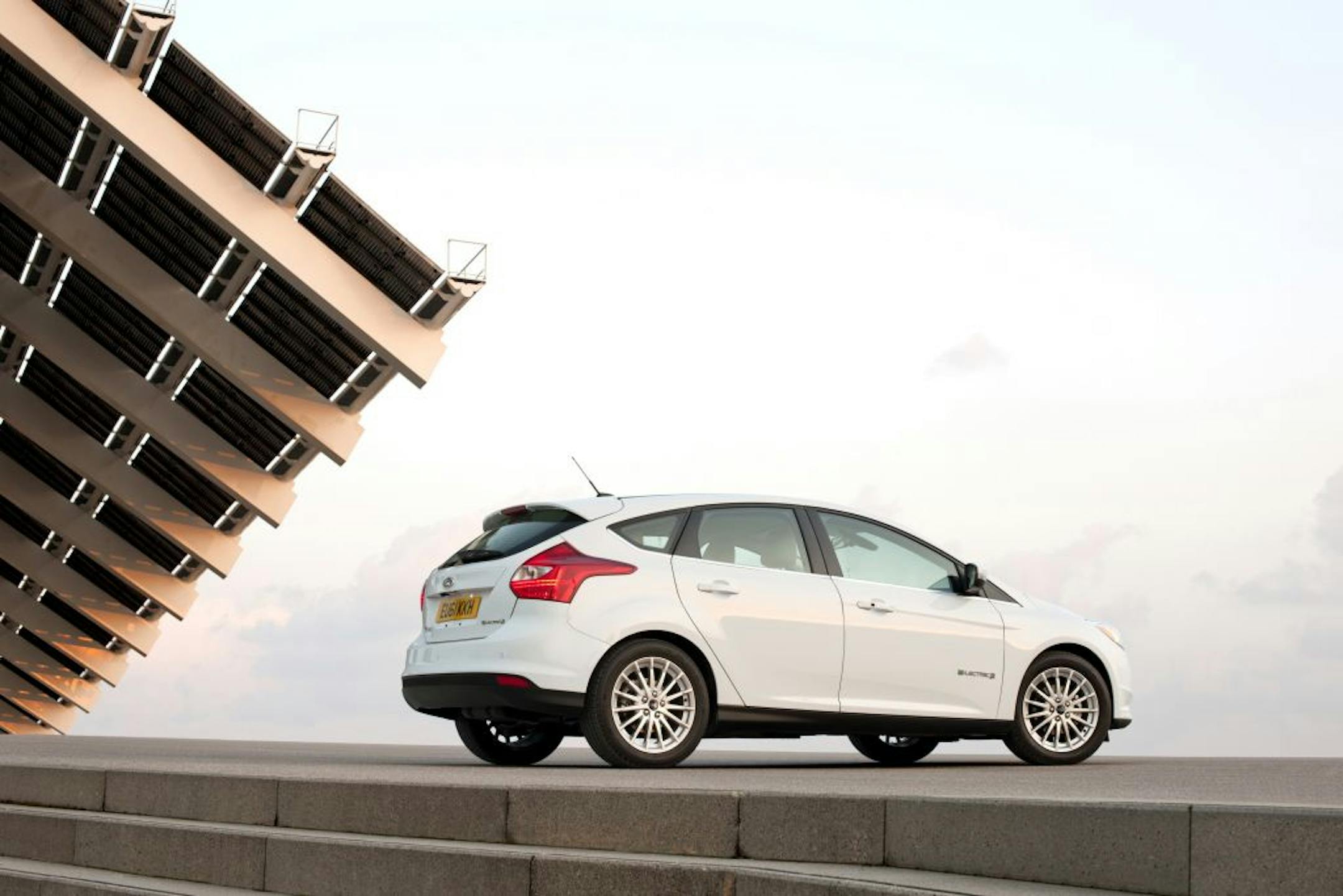 The 2012 Ford Focus Electric has an EPA-rated range of 76 miles on a full charge. Recharging should take about 4 hours with a 240-volt outlet.