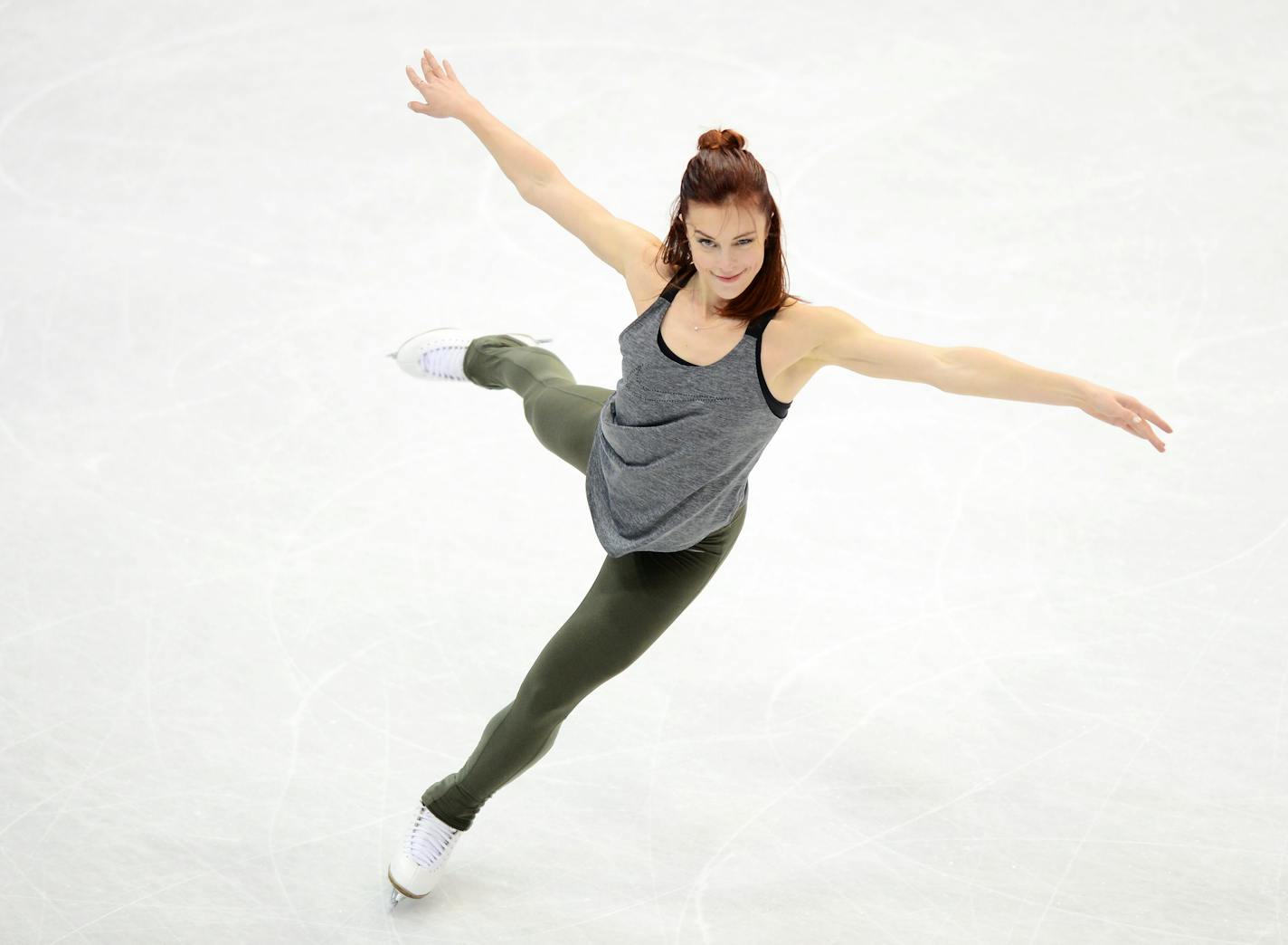 Three-time U.S. national champion Ashley Wagner ran through parts of her routine Wednesday afternoon at Xcel Energy Center.