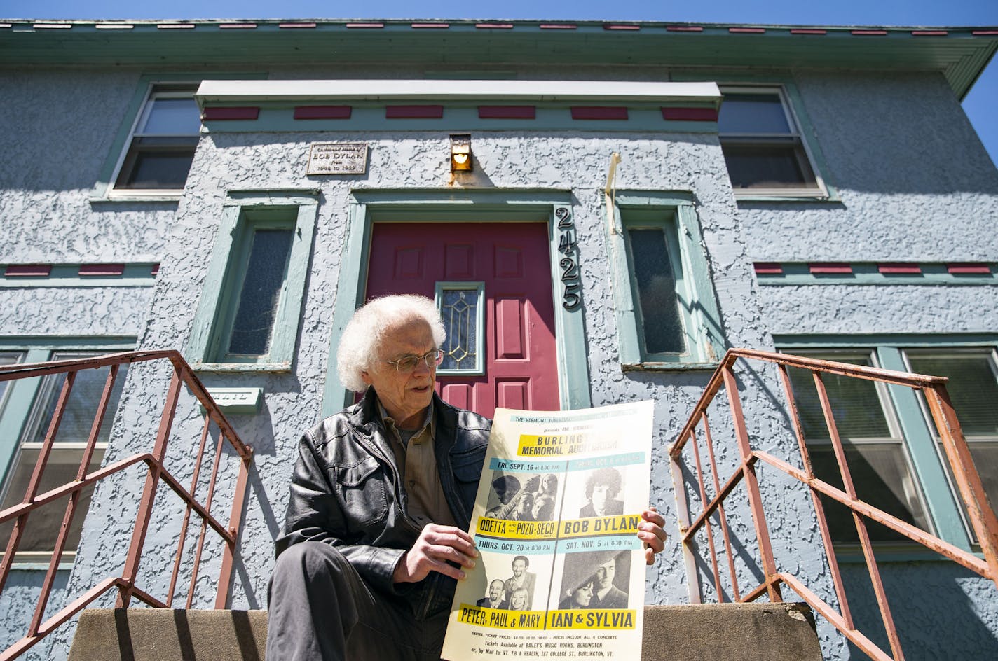 Bill Pagel on the steps of Bob Dylan&#x2019;s home in Hibbing, Minn., which he badgered the owners for years to sell to him. He admits he paid a premium because of its history.