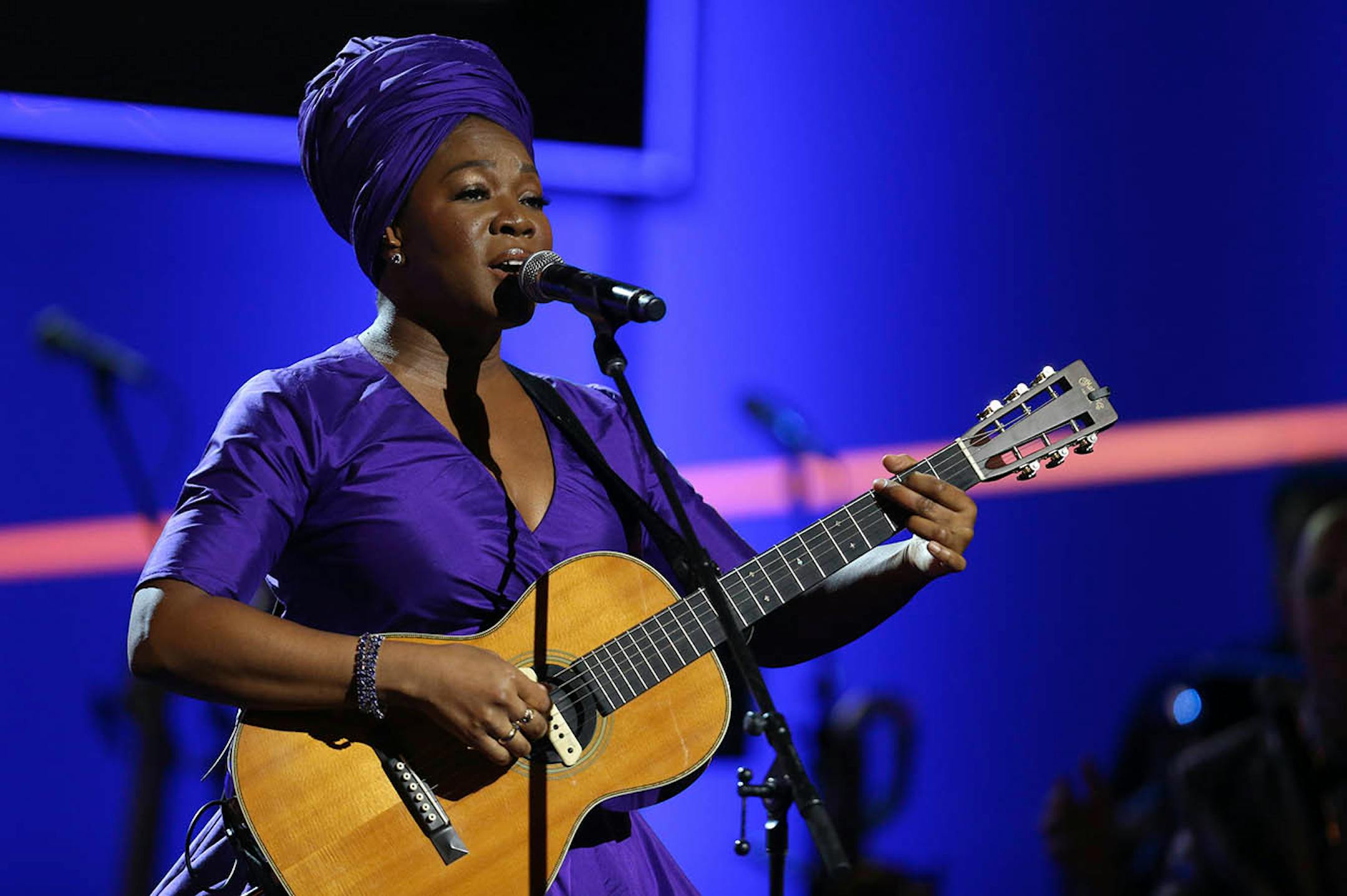 India.Arie performs "I Am Light" at the 60th annual Grammy Awards at Madison Square Garden on Sunday, Jan. 28, 2018, in New York.