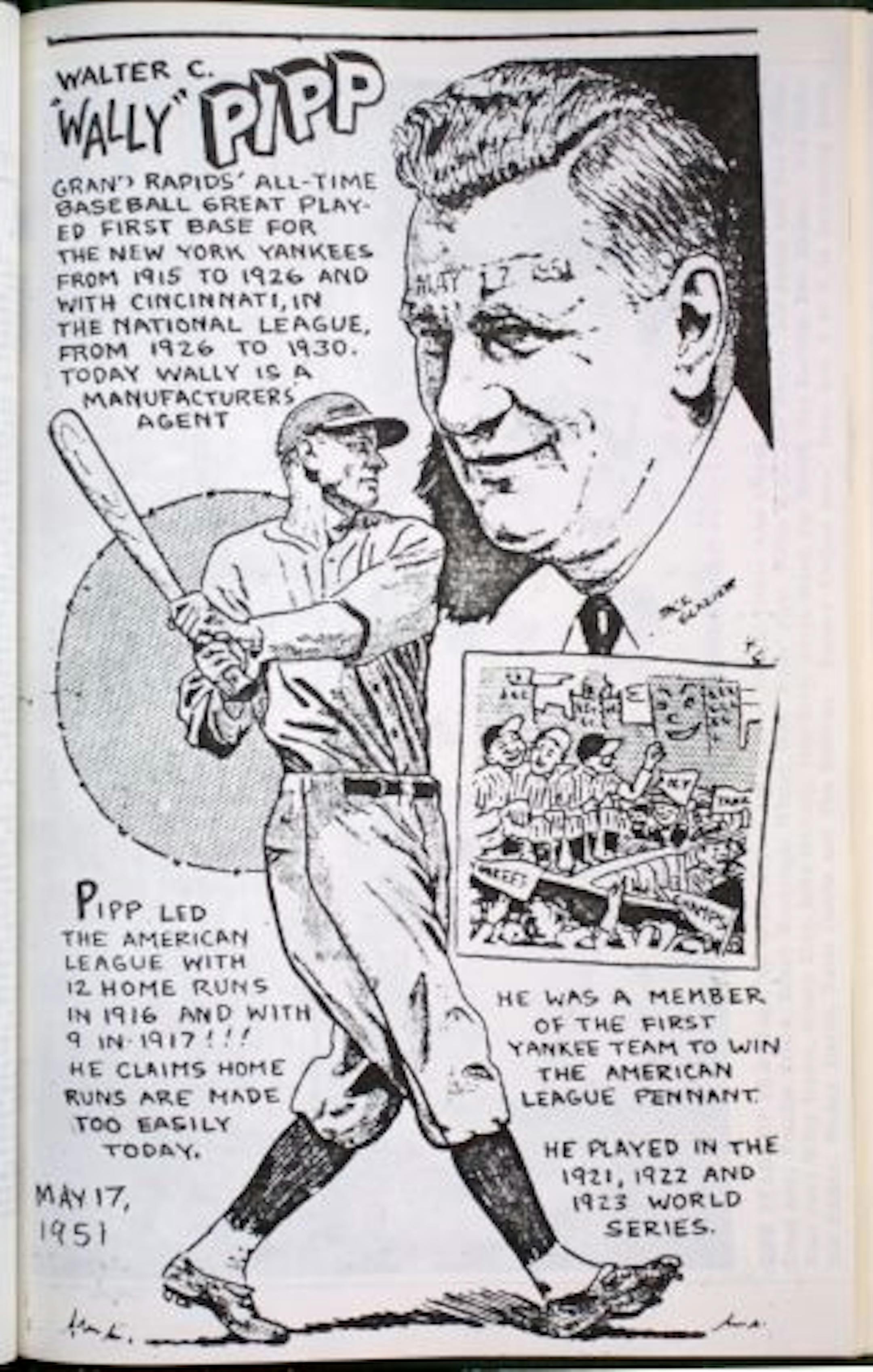 Copy from the scrapbook of the Rev Tom Pipp, the grandson of NY Yankees first baseman Wally Pipp
