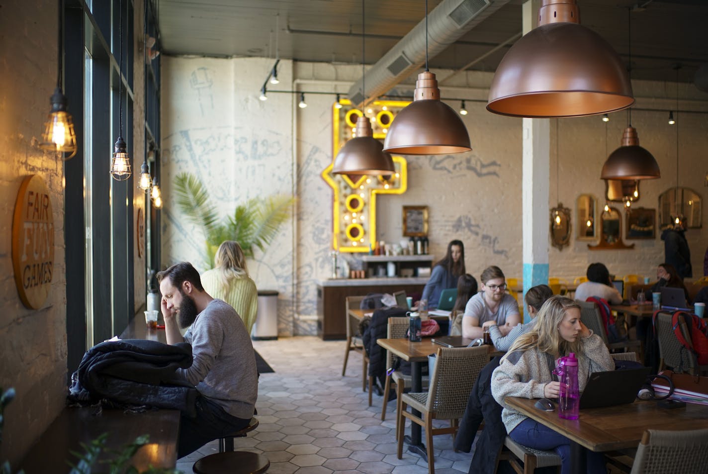 Fairgrounds' light-filled, Instagram-ready space in the North Loop. ] JEFF WHEELER &#x2022; jeff.wheeler@startribune.com Fairgrounds is one of a handful of coffee shops that have opened in the past few months that are as pleasing to the eye as they are to the palate. Fairgrounds was photographed Tuesday afternoon, February 19, 2018 in Minneapolis' North Loop neighborhood.