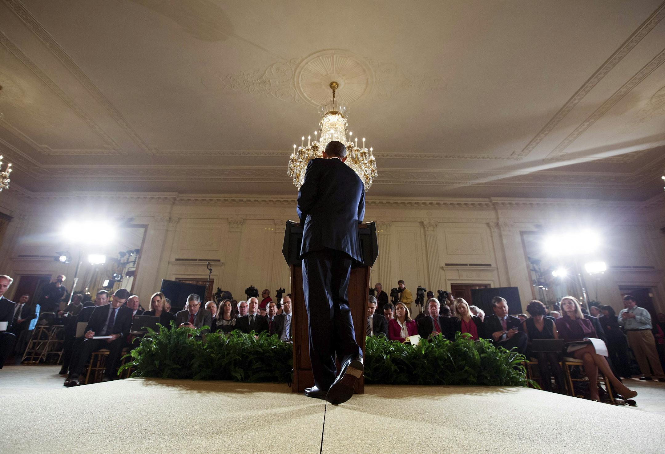 President Barack Obama during a news conference in the East Room of the White House in Washington, Nov. 5, 2014. Obama addressed the Republicans’ Election Day victories, the Affordable Care Act and the Islamic State, among other issues facing the country. (Doug Mills/ The New York Times)