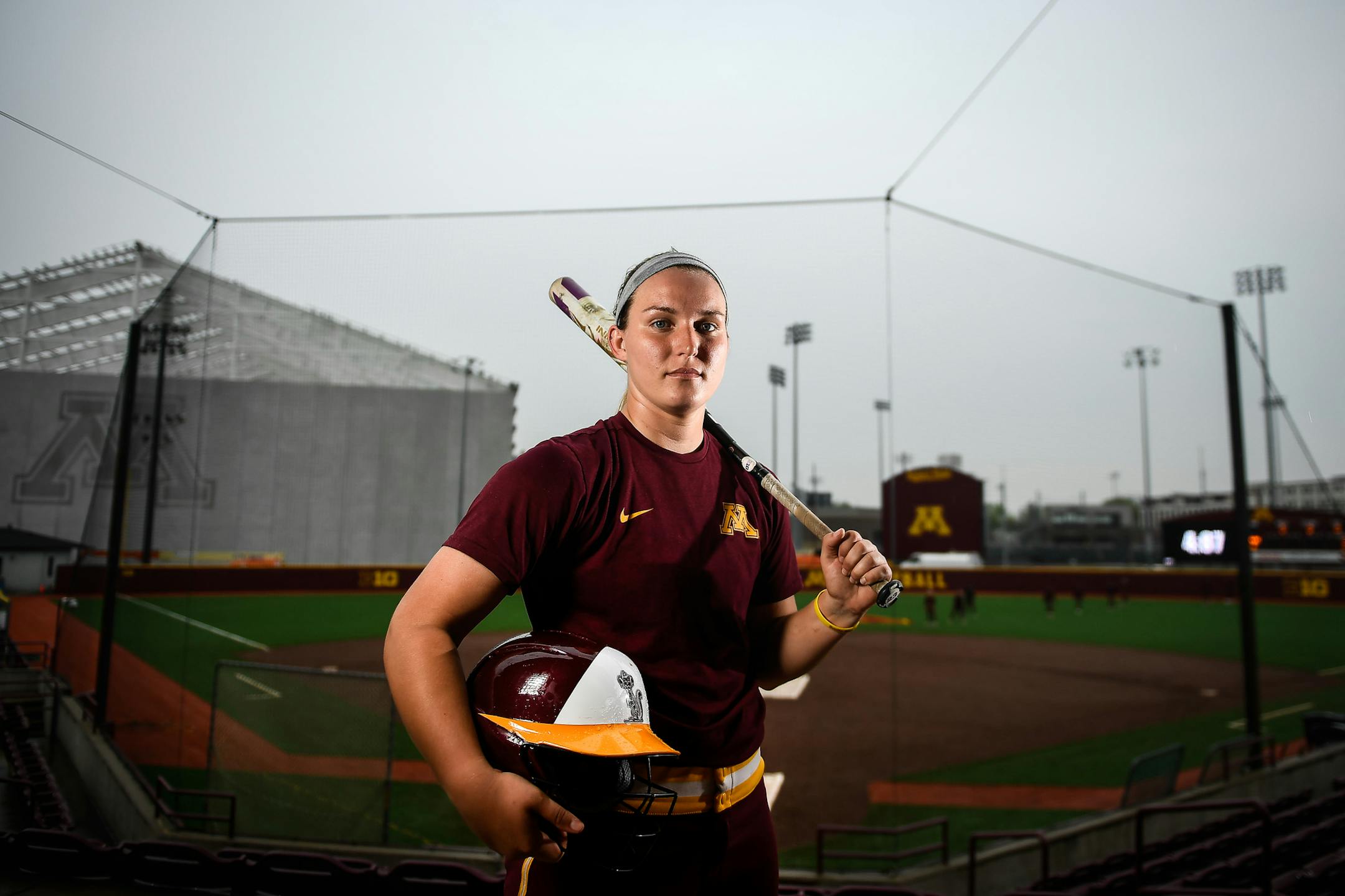 Gophers softball catcher Kendyl Lindaman was photographed after practice Tuesday, April 25, 2017 at Jane Sage Cowles Stadium in Minneapolis, Minn. ] AARON LAVINSKY ï aaron.lavinsky@startribune.com Gophers softball catcher Kendyl Lindaman was photographed after practice Tuesday, April 25, 2017 at Jane Sage Cowles Stadium in Minneapolis, Minn.