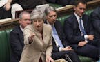 Britain's Prime Minister Theresa May speaks to lawmakers in the House of Commons, London, Friday March 29, 2019. U.K. lawmakers on Friday rejected the