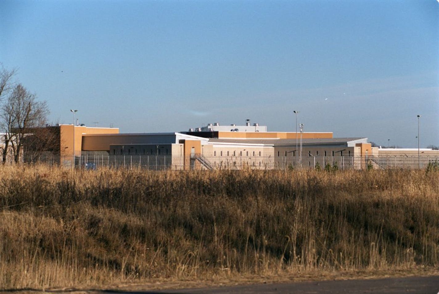 Minnesota's first all-new state prison for men in 17 years will be dedicated on Tuesday at Rush City. -- The new prison for men one mile north of the Rush City airport as seen from the road leading to the prison.