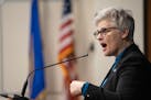 Hennepin County Attorney Mary Moriarty speaks during a news conference at the Hennepin County Government Center in Minneapolis on April 23.