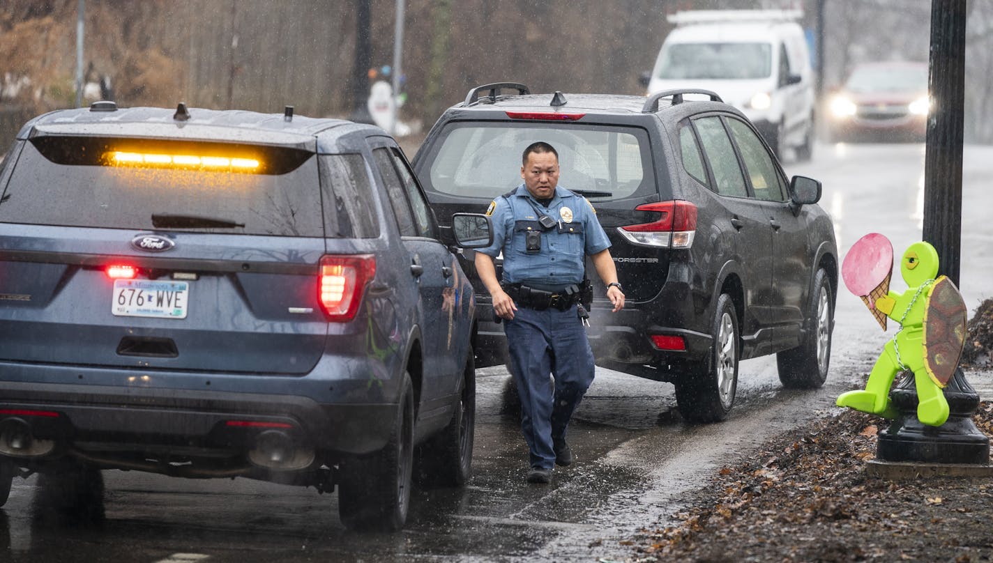 A St. Paul Police officer pulled over a speeding car on Franklin Avenue SE just after the event ended and the new speed limit of 25 MPH was posted. ] LEILA NAVIDI &#x2022; leila.navidi@startribune.com BACKGROUND INFORMATION: Minneapolis and St. Paul officials announced new, lower speed limits on all city streets, as well as unveiling new speed limit signs, at the corner of Franklin Avenue & Emerald Street SE in St. Paul on Thursday, March 12, 2020.