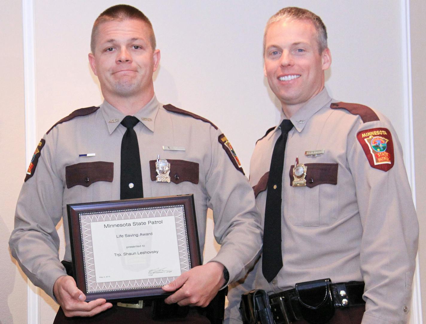 Trooper Shaun Leshovsky is AT LEFT. (Matt Langer, at right, can be cropped out for this story.)