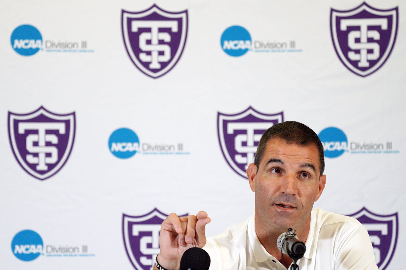 St. Thomas head football coach Glenn Caruso spoke during a press conference Tuesday. ] ANTHONY SOUFFLE • anthony.souffle@startribune.com