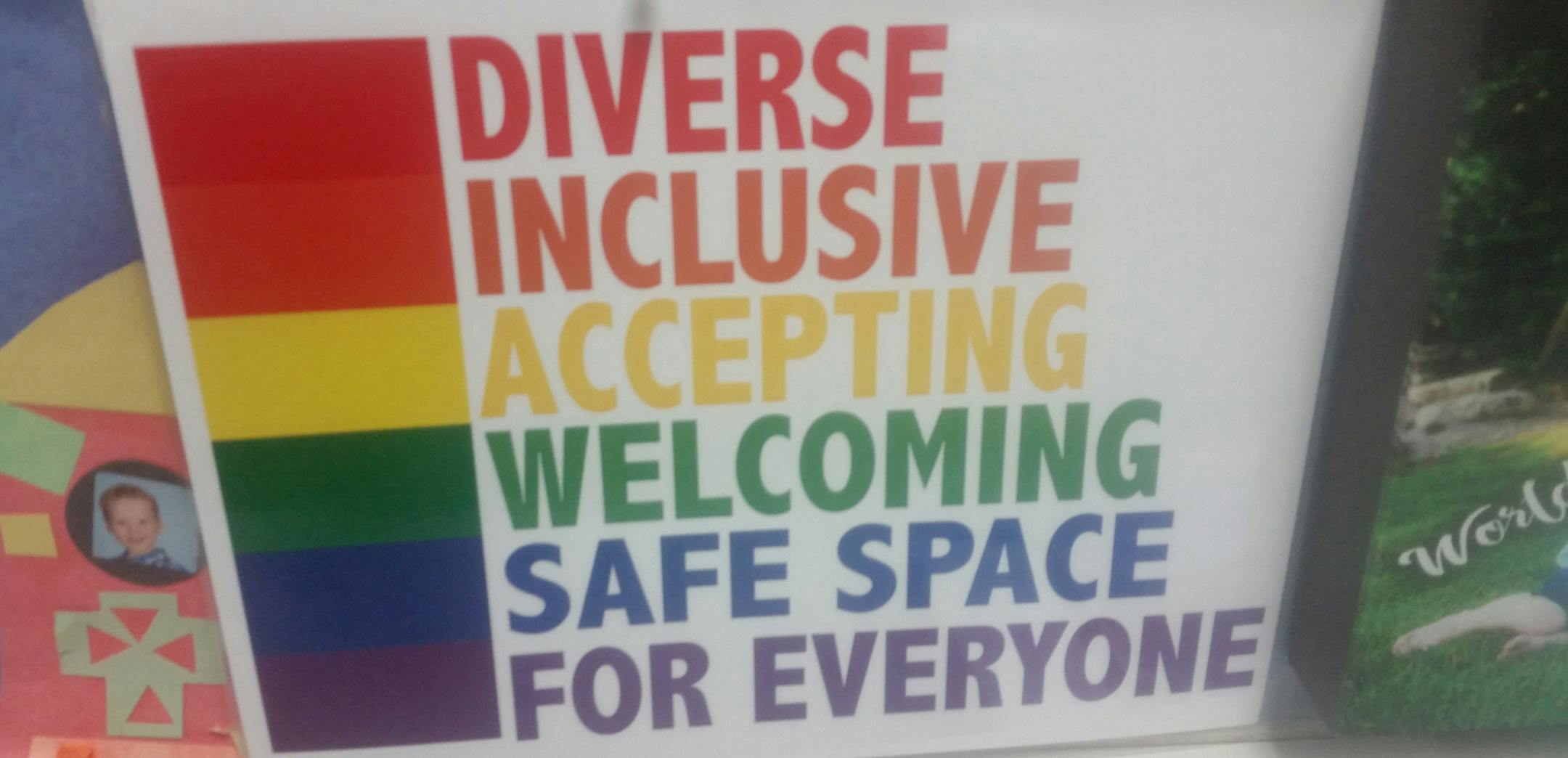 Delano Teachersí Union President Jeremy Wenzel keeps his sign up in his social studies classroom at Delano High School. The union distributed the signs in mailboxes throughout the district for teachers to put up in their classrooms but the signs were met with push back from parents who took issue with the colors on the sign. credit: Jeremy Wenzel ORG XMIT: MIN1705081608571332