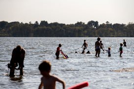 Swimmers enjoyed the water at Lake Nokomis Beach in 2017.