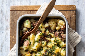 Smashed potatoes with olive oil. Recipe by Beth Dooley, photo by Mette Nielsen, special to the Star Tribune