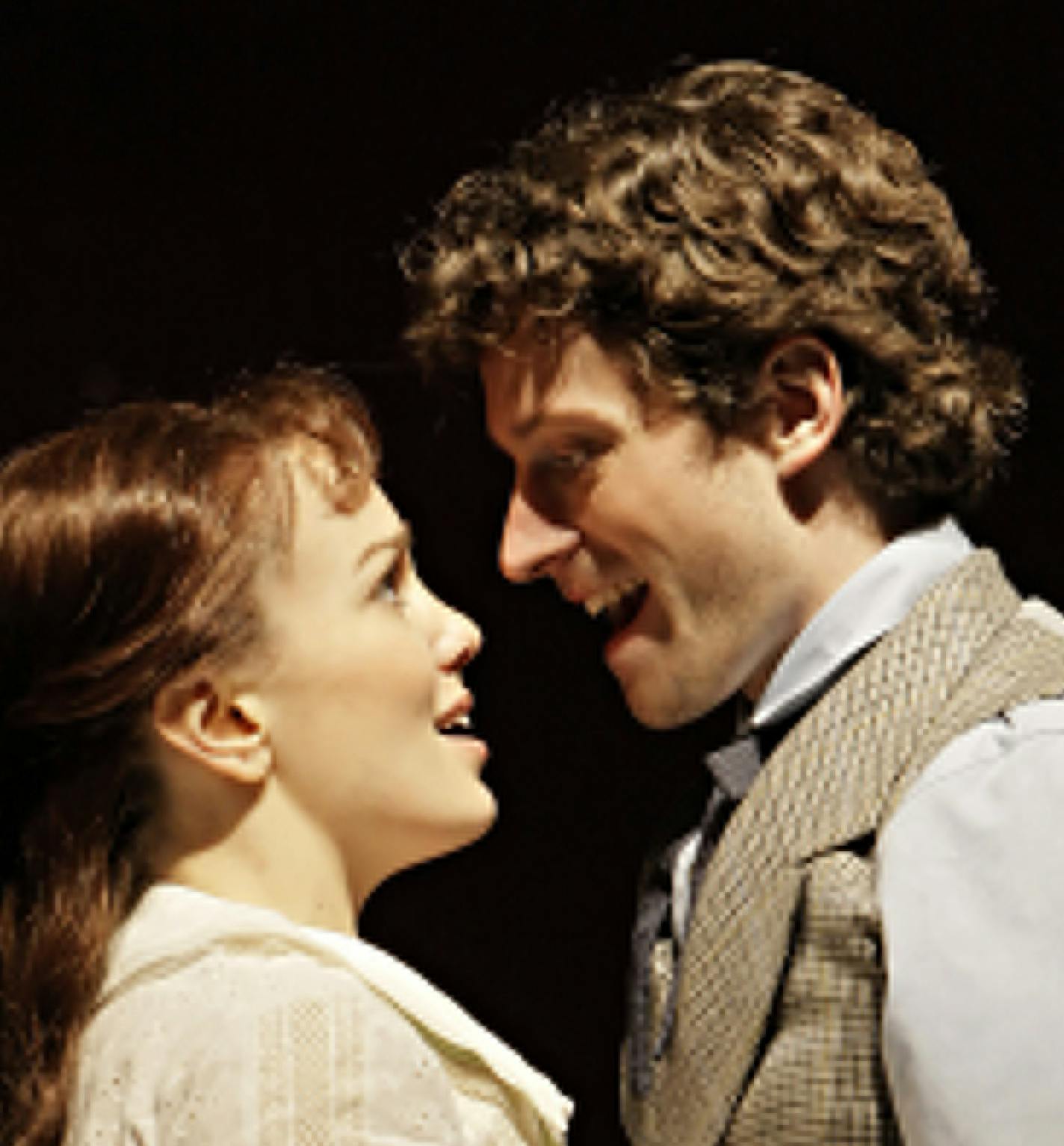 Kara Lindsay (Laura Ingalls) and Kevin Massey (Almanzo Wilder) in the world premiere musical LITTLE HOUSE ON THE PRAIRIE at the Guthrie Theater in Minneapolis. Book by Rachel Sheinkin, music by Rachel Portman, lyrics by Donna di Novelli, based on the &#x201a;&#xc4;&#xfa;Little House&#x201a;&#xc4;&#xf9; books by Laura Ingalls Wilder, initiated for the stage by Adrianne Lobel and Francesca Zambello. Directed by Francesca Zambello, choreography by Michele Lynch, set design by Adrianne Lobel, costum