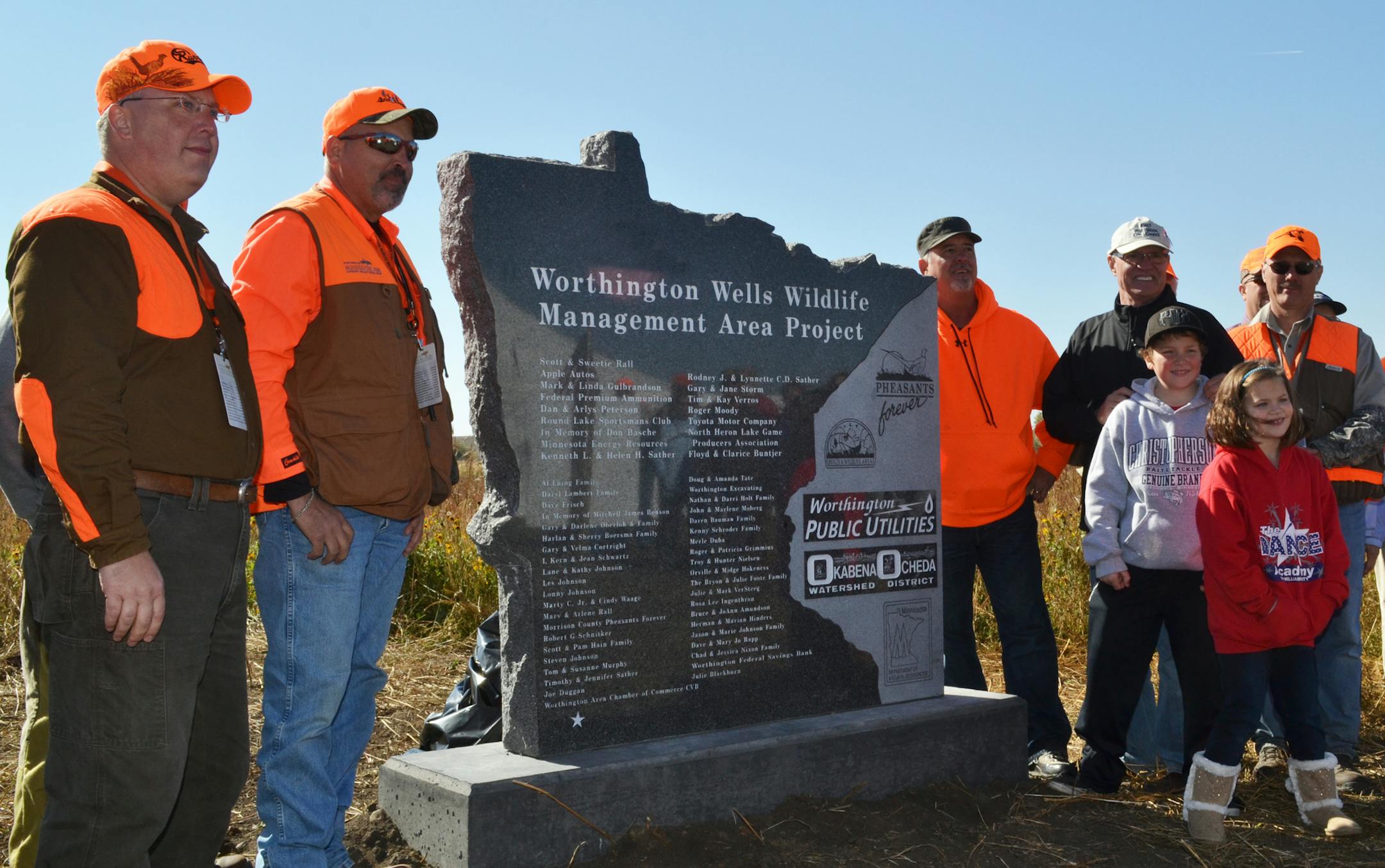Members of the Nobles County Pheasants Forever Chapter in southwest Minnesota celebrated the establishment of a state wildlife management area whose important function is to protect the aquifer supporting Worthington city wells and water supply.
