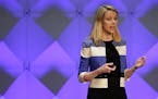 FILE - In this Feb. 18, 2016, file photo, Yahoo CEO Marissa Mayer delivers the keynote address at the Yahoo Mobile Developer Conference in San Francis