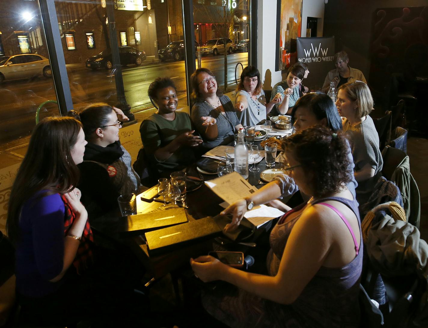 The Women Who Whiskey group gathered at Coup d&#x2019;&#xe9;tat in Minneapolis during a recent meeting.