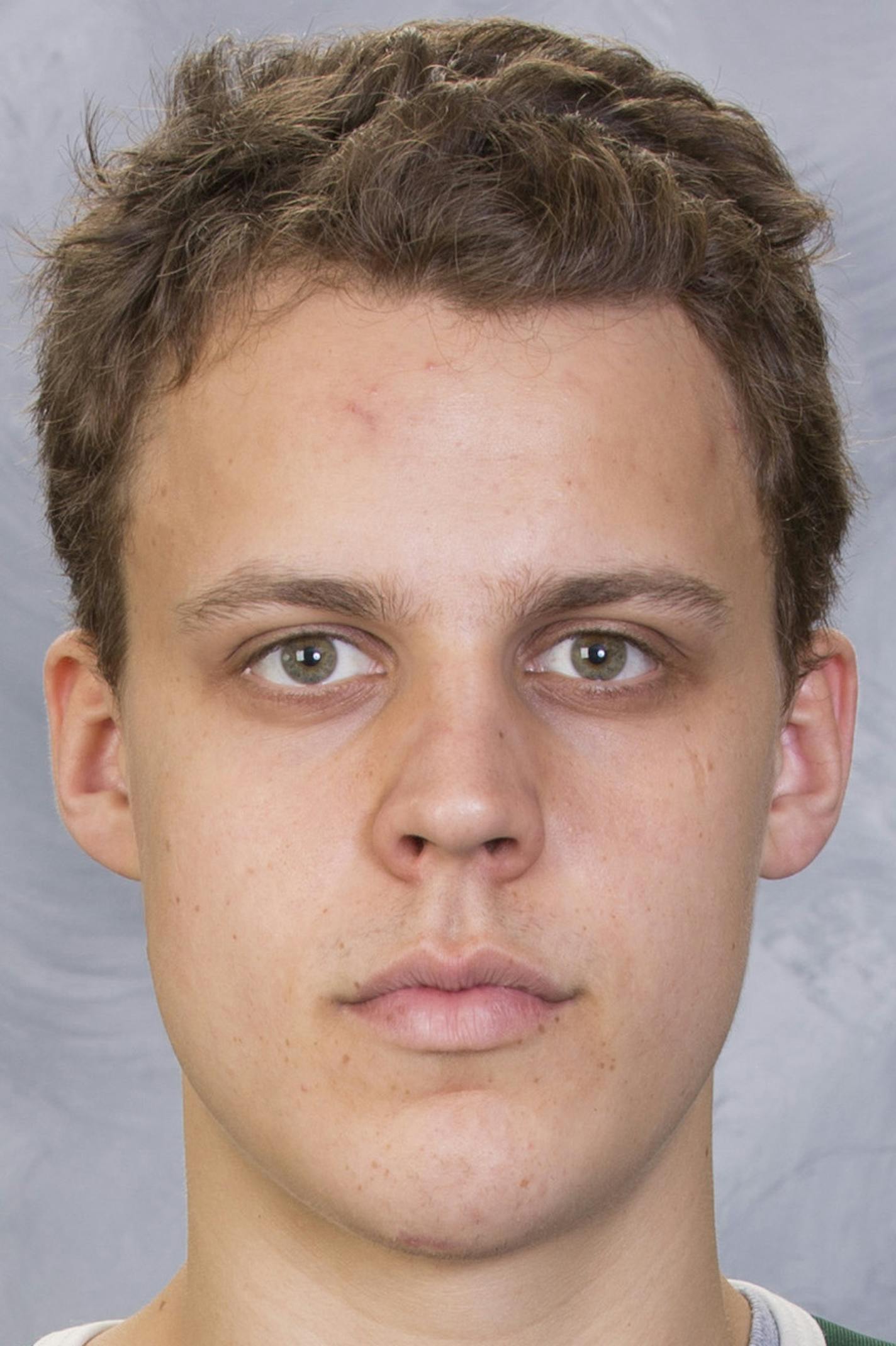 ST. PAUL, MN - SEPTEMBER 14: Joel Eriksson Ek of the Minnesota Wild poses for his official headshot for the 2017-2018 season on September 14, 2017 at the Xcel Energy Center in St. Paul, Minnesota. (Andy Clayton-King/NHLI via Getty Images) *** Local Caption *** Joel Eriksson Ek ORG XMIT: 775023707