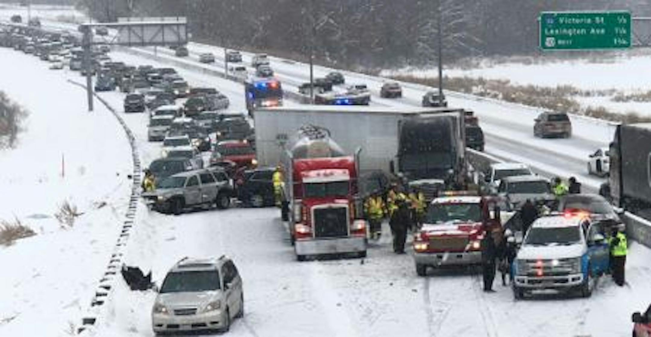 A huge pileup of vehicles in the east metro.