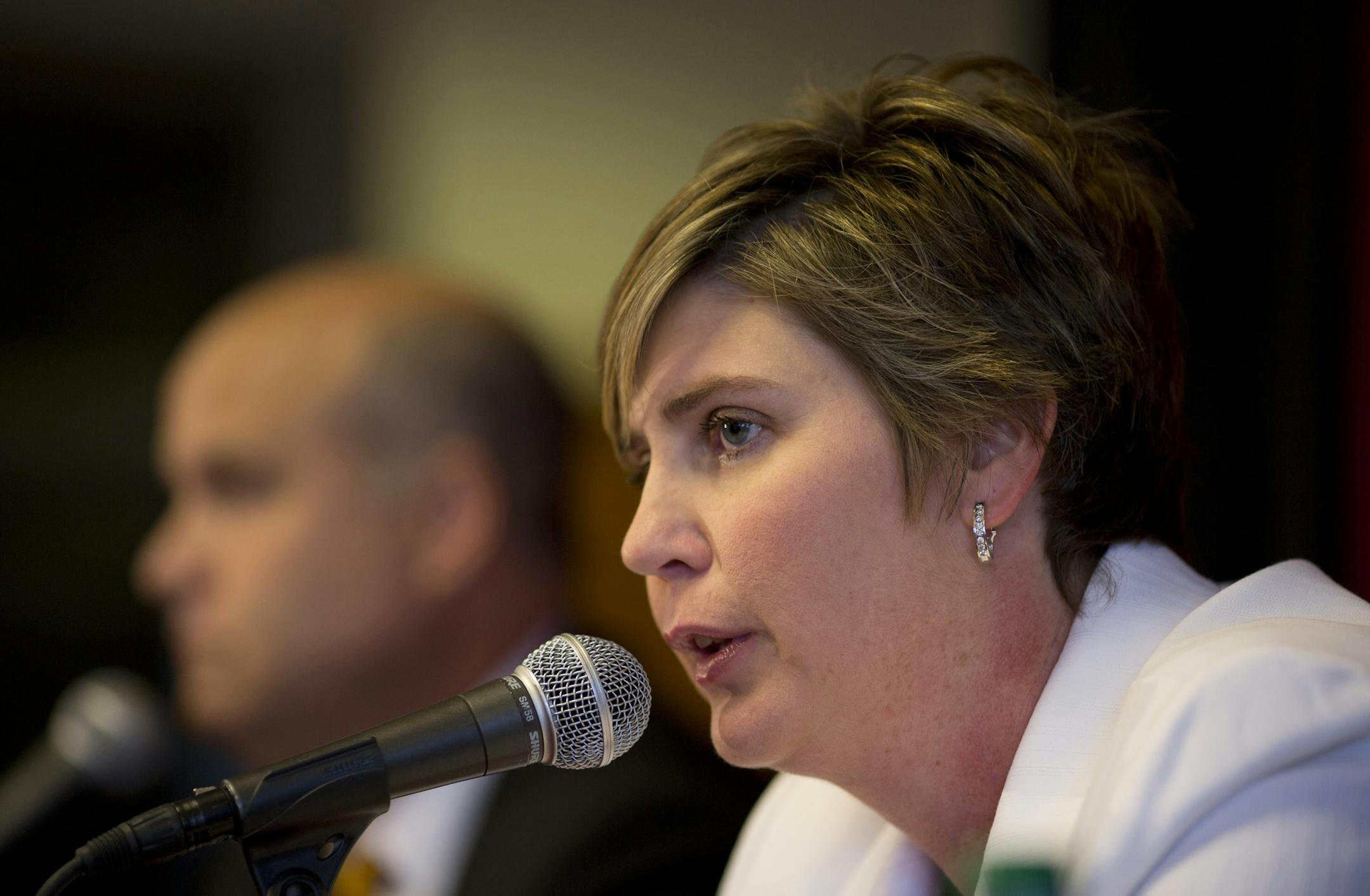 Marlene Stollings speaking at the news conference after her introduction Tuesday afternoon. ] JEFF WHEELER ‚Ä¢ jeff.wheeler@startribune.com The Gophers introduced their new women's basketball coach, Marlene Stollings, at a news conference at Williams Arena Tuesday afternoon, April 8, 2014.