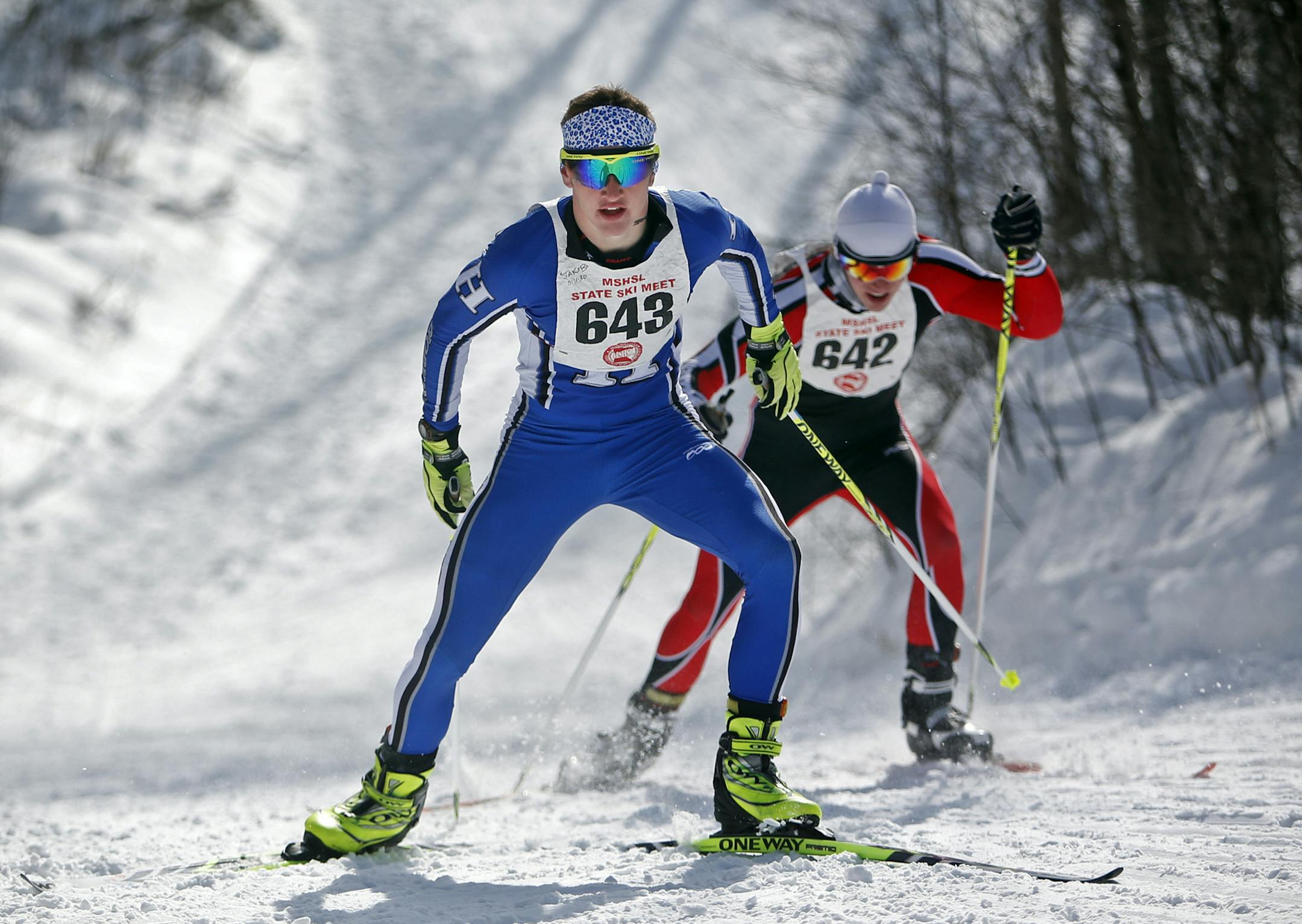 Jakob Ellingson of Hopkins High won the freestyle and also took the classic en route to winning the boys pursuit at the Nordic State Ski Meet (Boys and Girls) Thursday, Feb. 14, 2013, at Giants Ridge in Biwabik, MN.] (DAVID JOLES/STARTRIBUNE) djoles@startribune.com Nordic State Ski Meet (Boys and Girls) Thursday, Feb. 14, 2013, at Giants Ridge in Biwabik, MN.**Jakob Ellingson,cq ORG XMIT: MIN1302141616052745