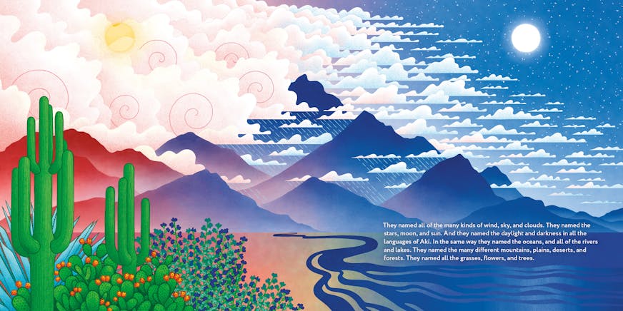 illustration of mountains and sea