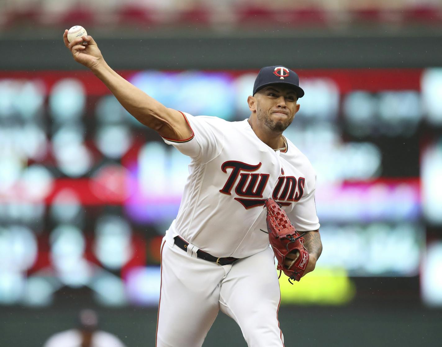 The Twins Fernando Romero threw in the ninth inning until he walked three batters and loaded the bases. ] JEFF WHEELER &#x2022; jeff.wheeler@startribune.com The Minnesota Twins defeated the Kansas City Royals 12-8 in their final MLB home game of the regular season Sunday afternoon, September 22, 2019 at Target Field in Minneapolis.