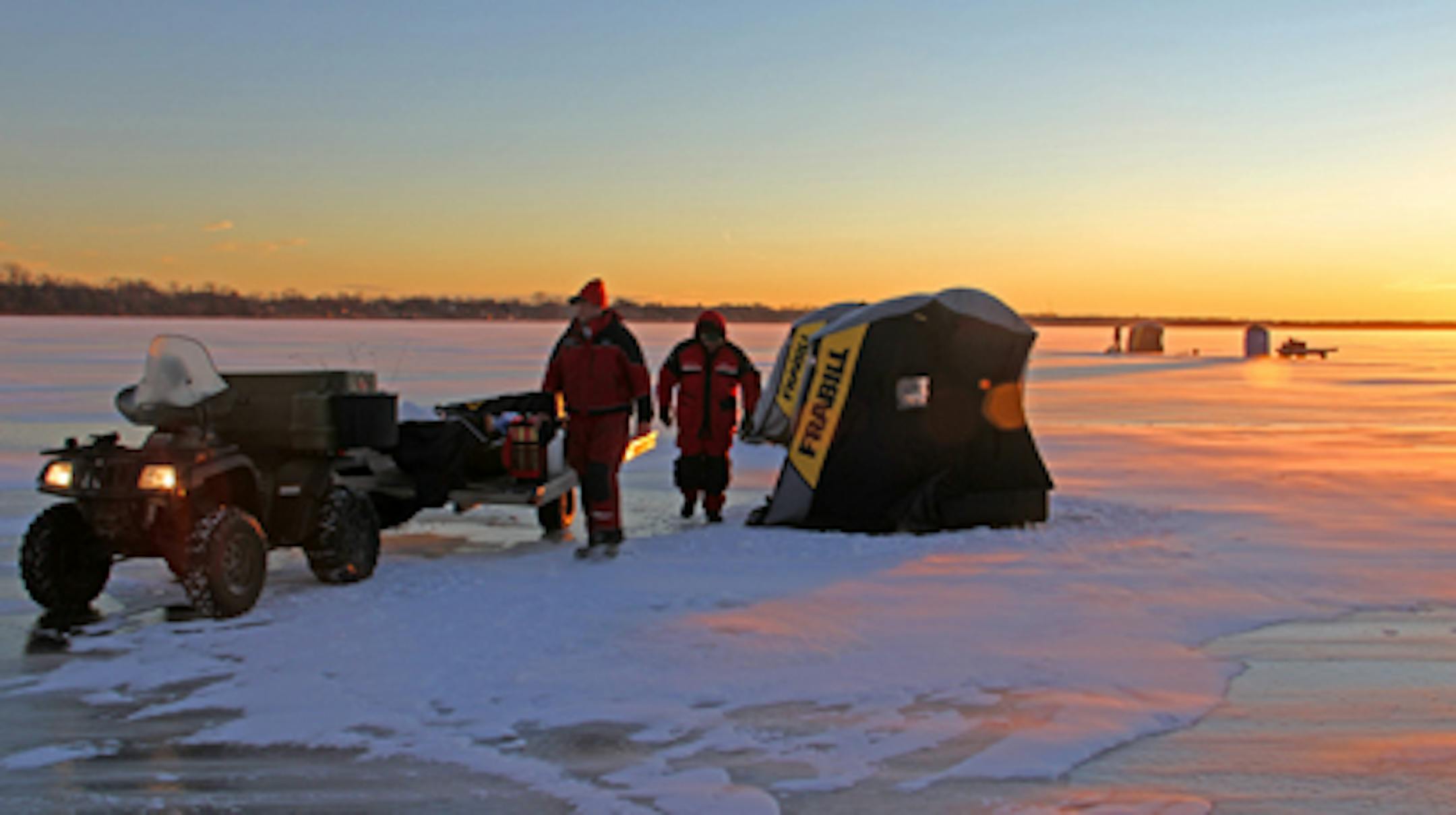 Roach sets up his clients in the early morning hours Monday