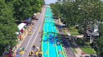 A company called Slide the City brings massive slides to different towns around the country, included this past one. The next will be in Chisholm, Min