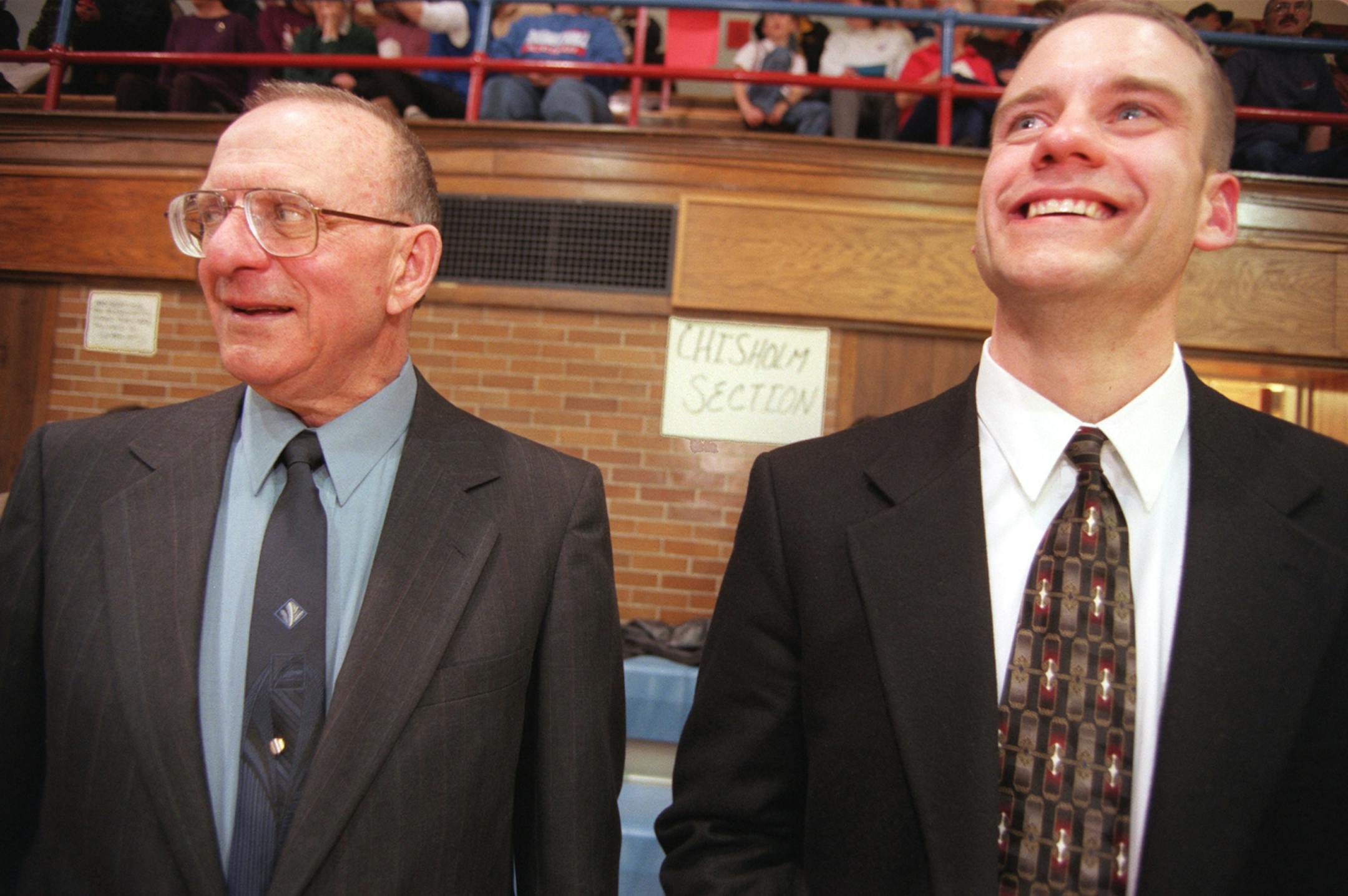 Bob McDonald, left, and his son, Joel, in February, 2000.