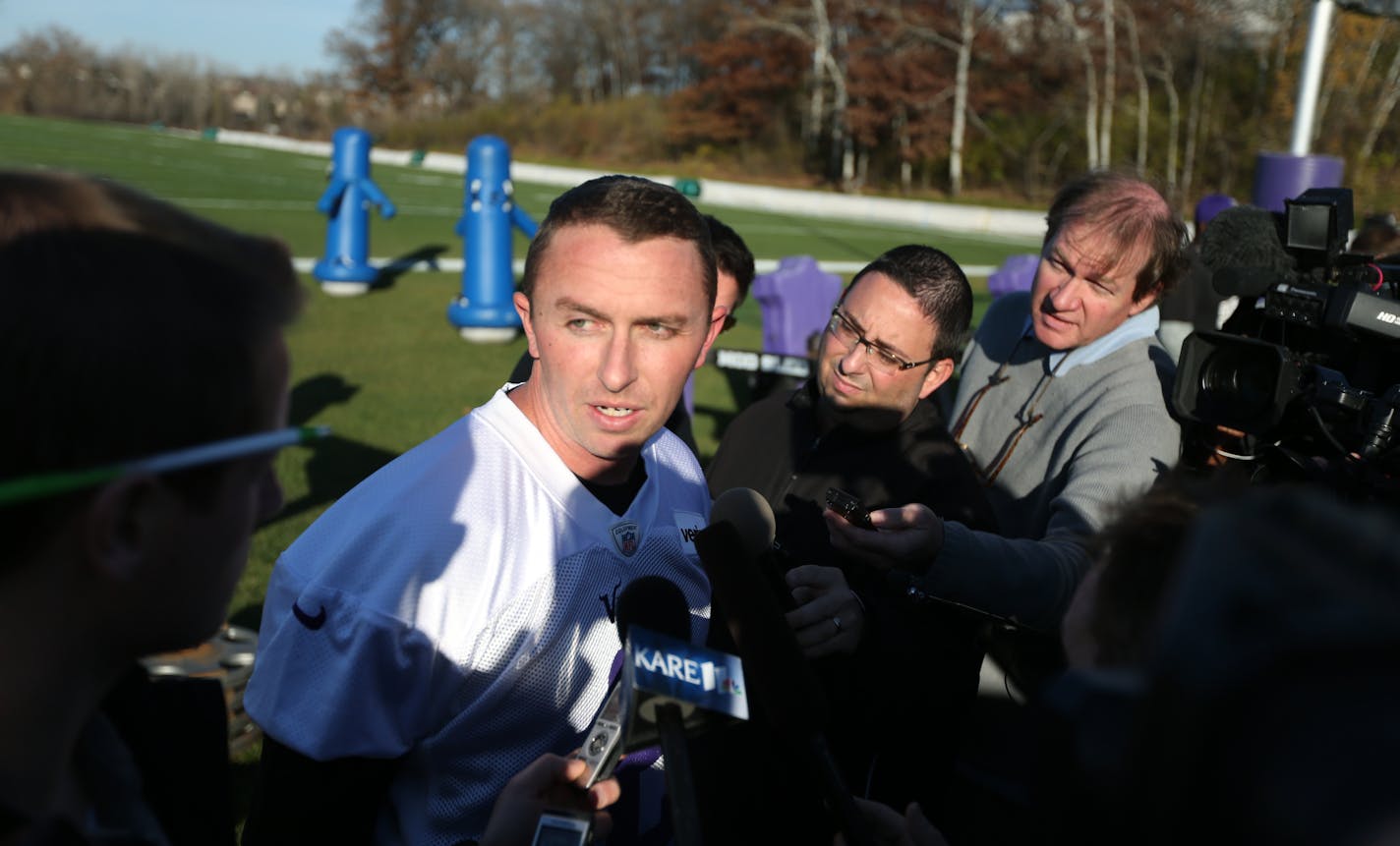 Kicker Kai Forbath met with the media on Wednesday at Winter Park on his first day as a member of the Vikings after the team released Blair Walsh.