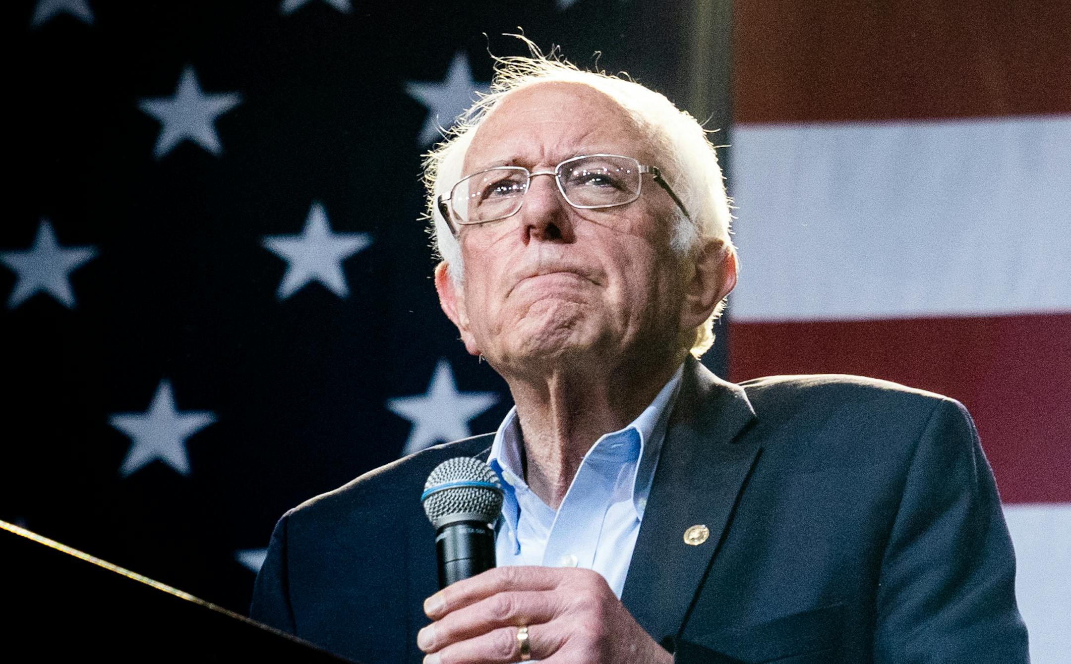 FILE -- Sen. Bernie Sanders (I-Vt.), then a candidate for the Democratic nomination for president. speaks at a campaign rally in Los Angeles, March 1, 2020. Sanders is dropping out of the Democratic presidential race on Wednesday, April 8, 2020, concluding a quest for the White House that began five years ago in relative obscurity but ultimately elevated him as a champion of the working class, a standard-bearer of American liberalism and the leader of a self-styled political revolution. (Erin Sc