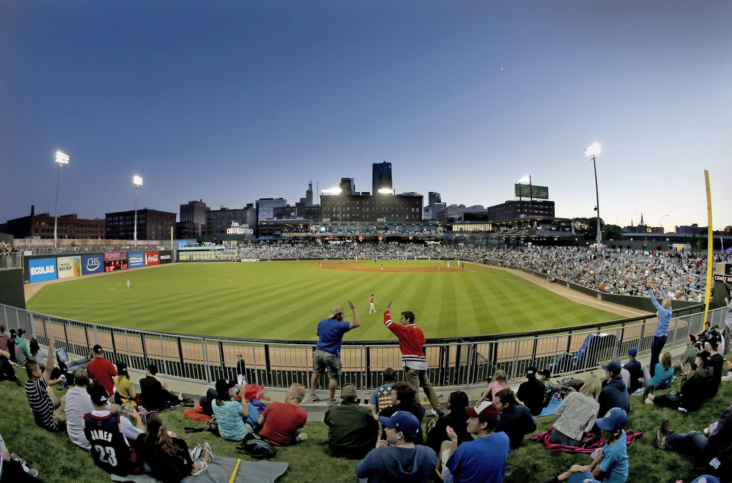 Fans celebrated a St. Paul Saints home run in the fourth inning.