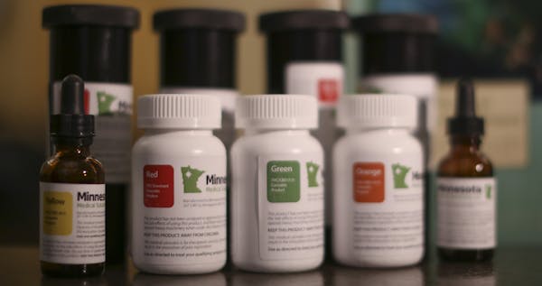 An assortment of medical marijuana products on display Monday afternoon at the Minnesota Medical Solutions Patient Center.