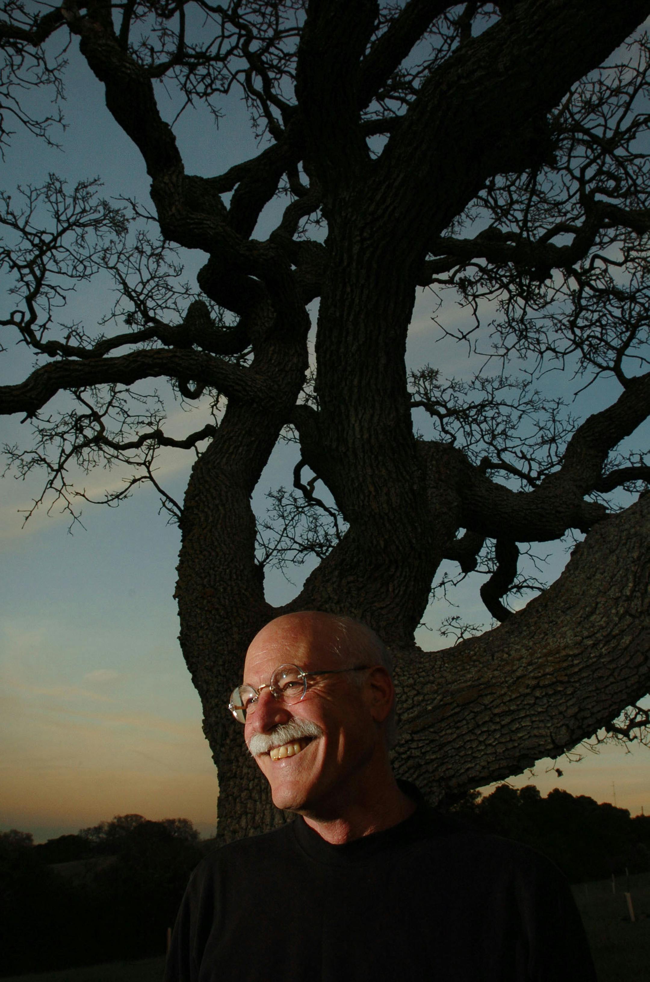 Author Tobias Wolff stands under an oak tree at the Stanford Dish recreation area in Palo Alto, Calif., in 2004.