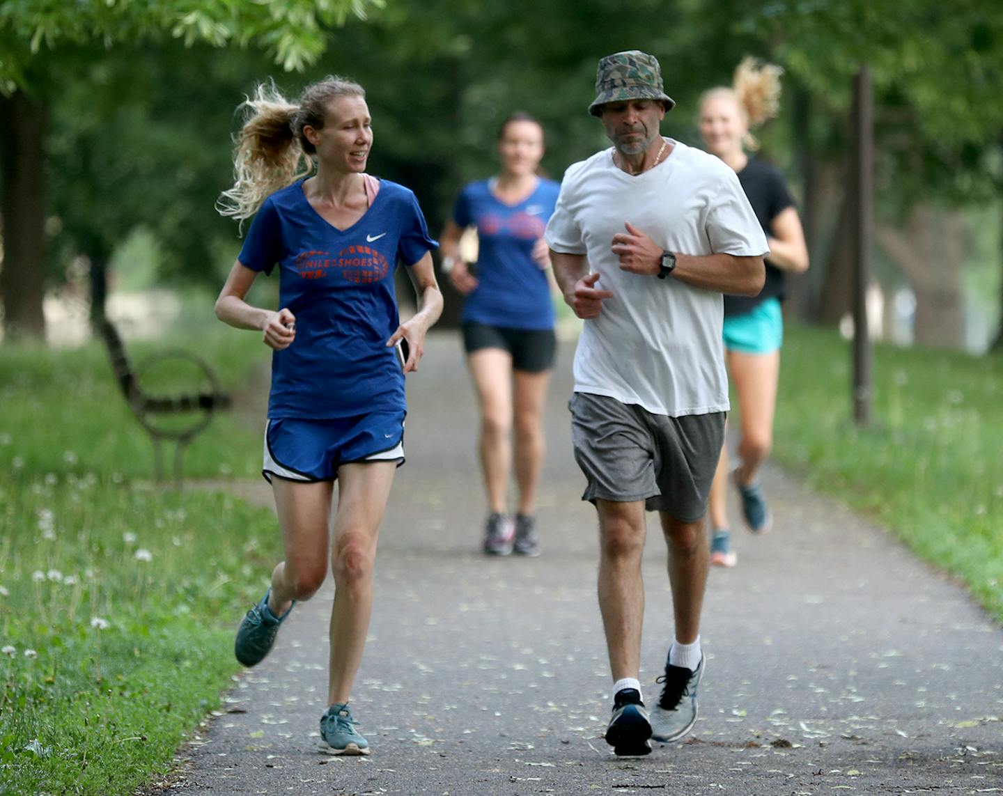 Shane Peterson, who ran with mentor Kim Bonner, was recently released from prison after a 17-year stint and is now one of the running group's most committed members.