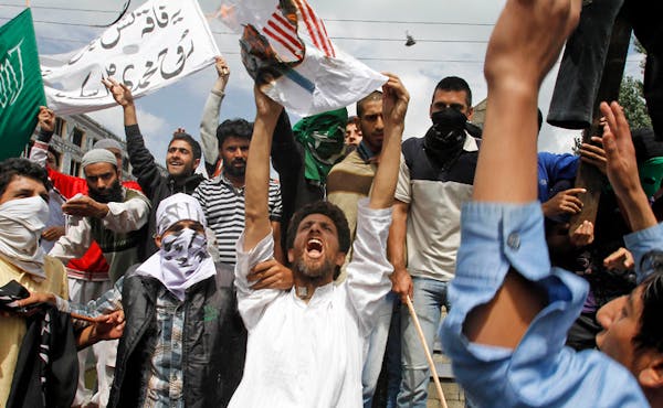 Kashmiri Muslim protested an anti-Islam film called "Innocence of Muslims" that ridicules Islam's Prophet Muhammad.